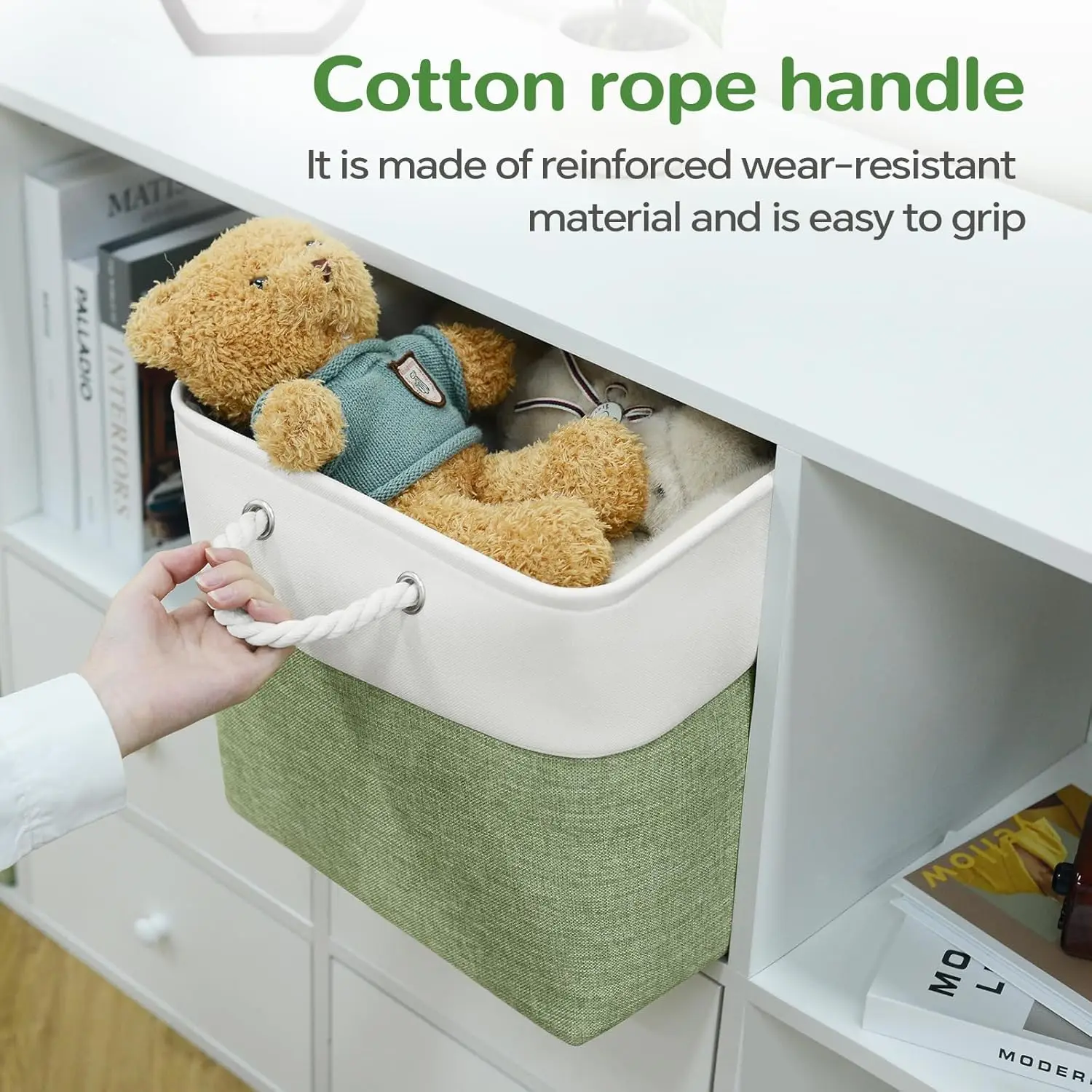 Set of 6 Foldable Fabric Cube Storage Boxes with Rope Handles – Nadir - Image 2