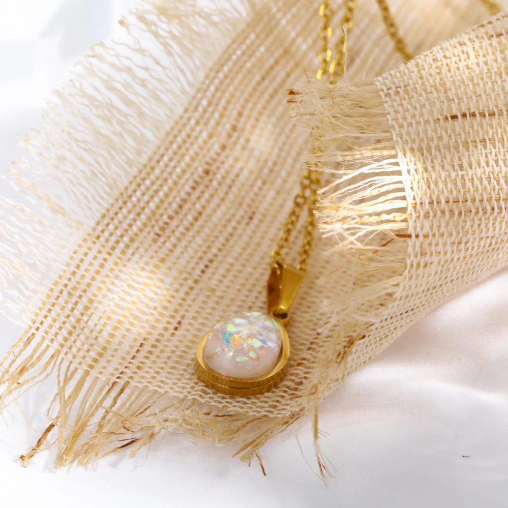 18K Natural Opal Drop Pendant Necklace - Eloise - Image 6
