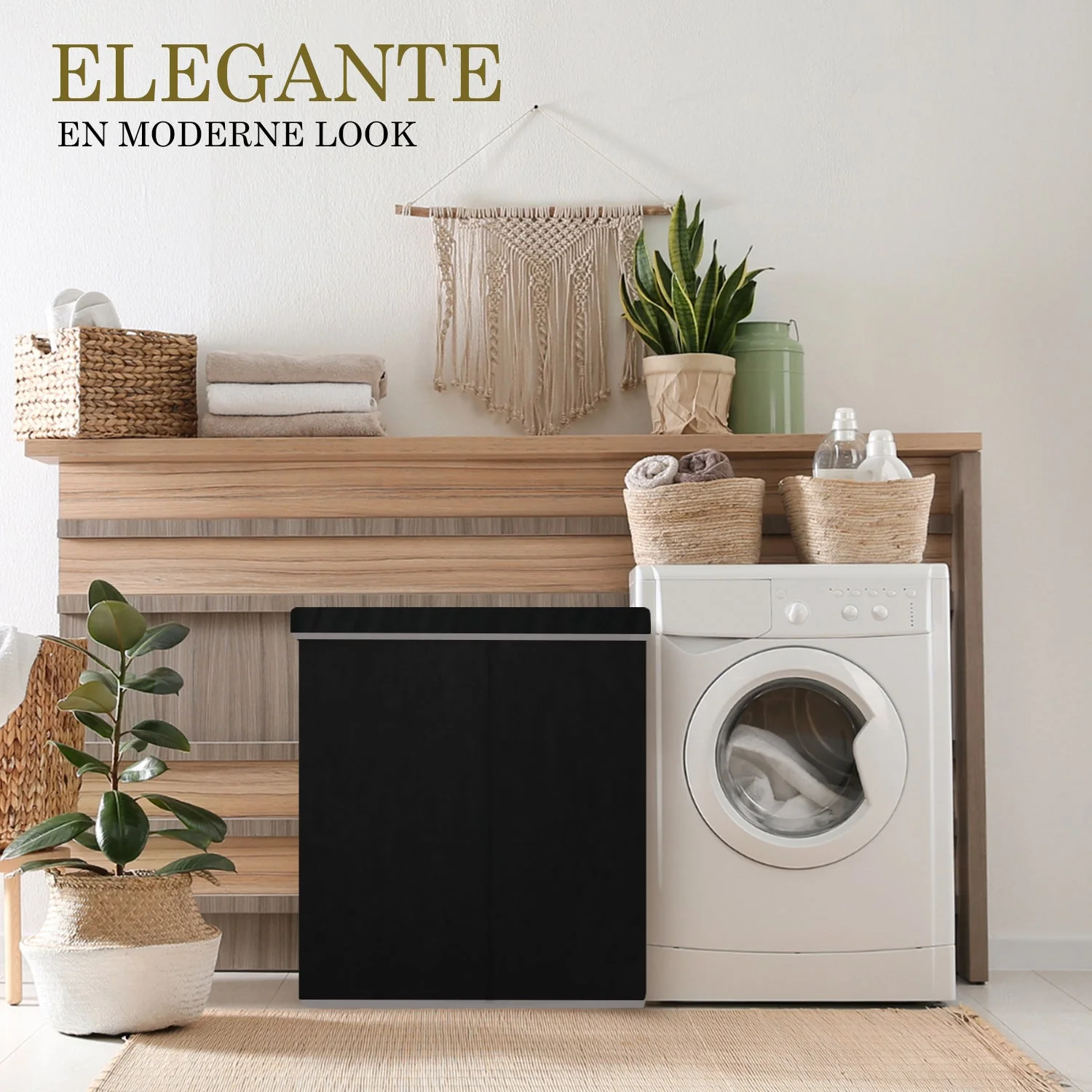 3-Compartment Laundry Hamper with Lid - Image 5