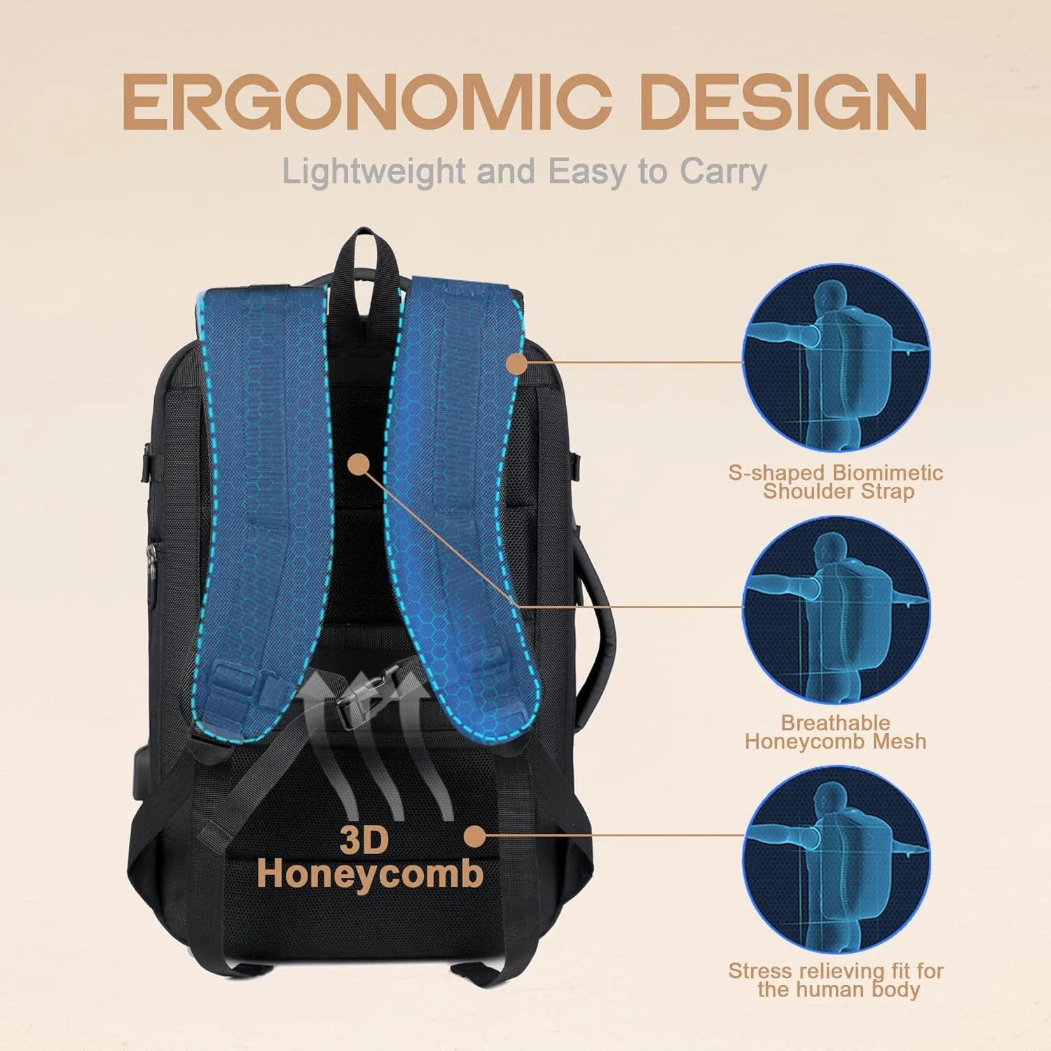 40L Expandable Waterproof Travel Backpack with USB Port & 17” Laptop Sleeve – AirVoyage - Image 7