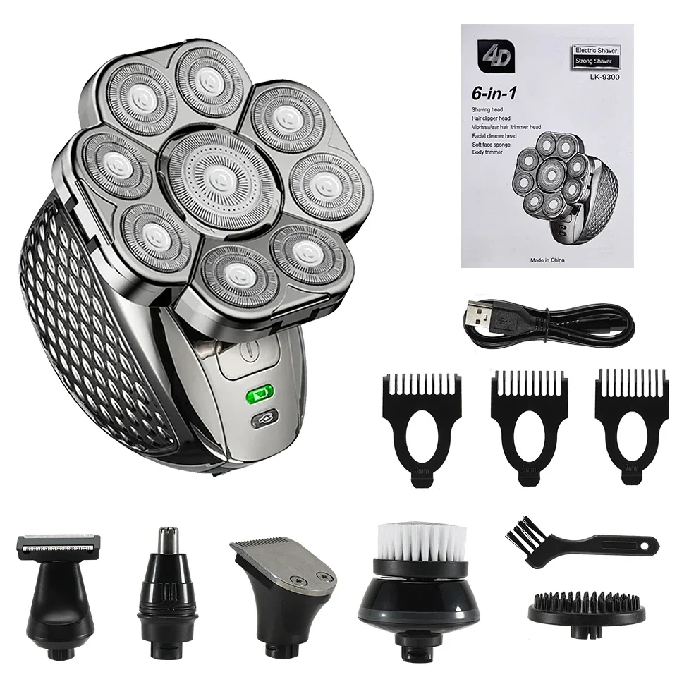 6-in-1 Waterproof Men’s Electric Shaver with 9D Floating Heads & Grooming Kit – MultiTrim - Image 2