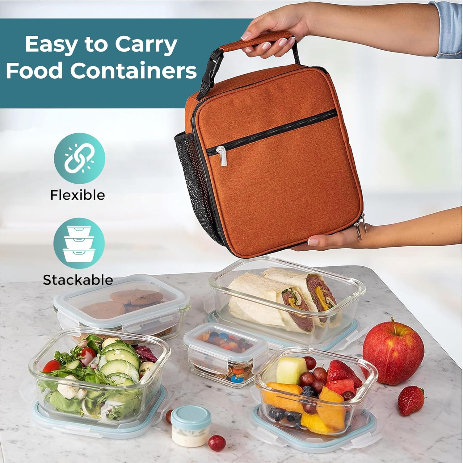 8-piece set of glass food storage containers with lids - Image 5