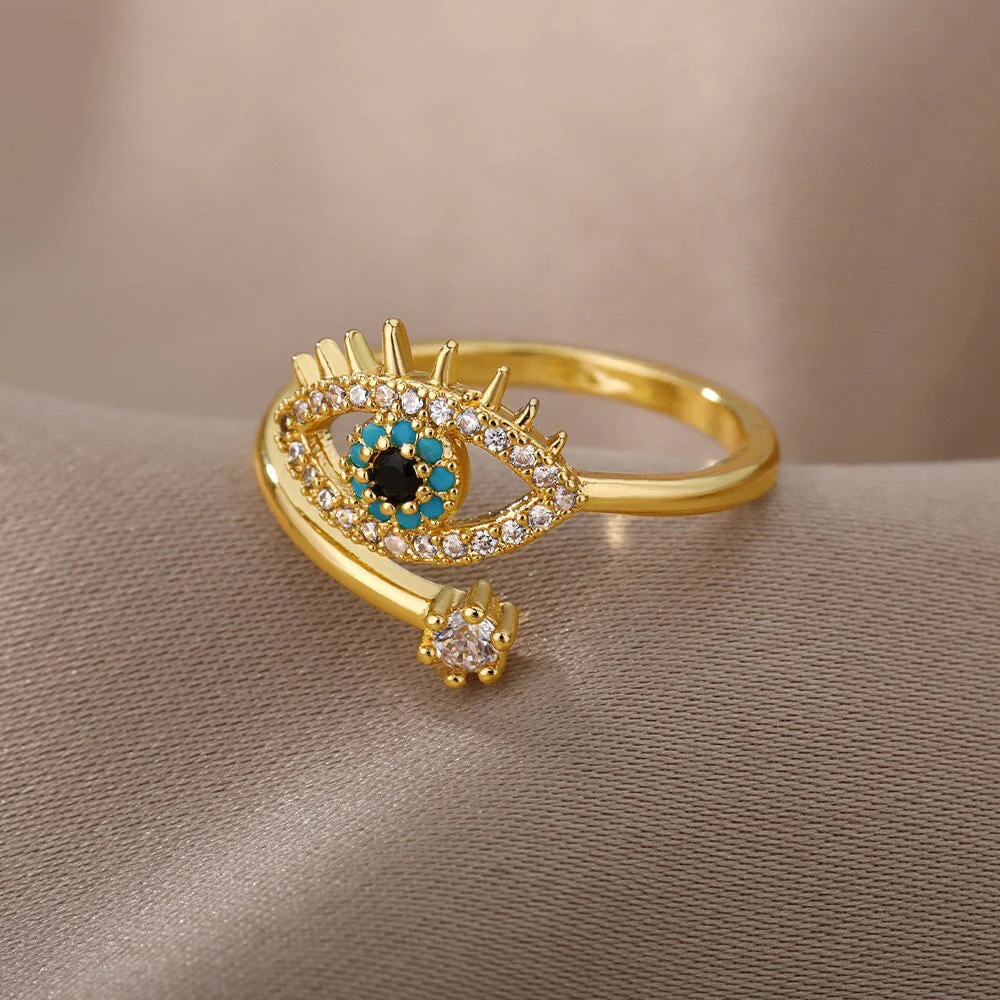 Adjustable Evil Eye Ring | Protective Statement Jewellery - Image 4