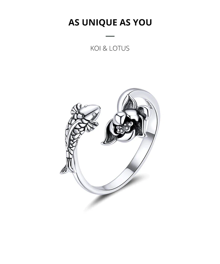 Adjustable Koi and Lotus Ring | Women’s Jewellery - Image 3