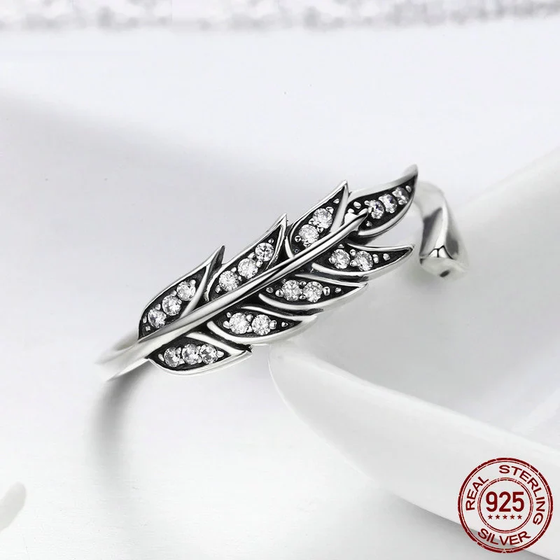 Adjustable Ring | Beautiful Silver Leaves Design - Image 2
