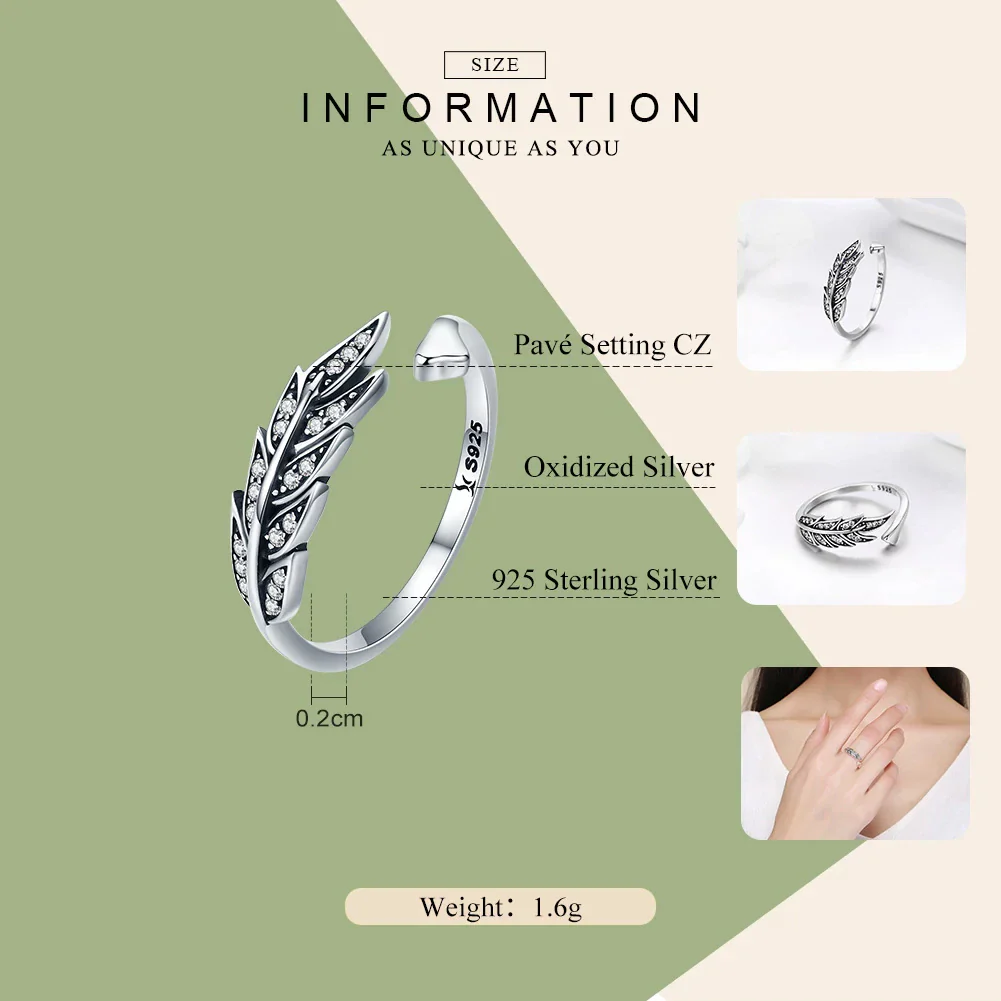 Adjustable Ring | Beautiful Silver Leaves Design - Image 5