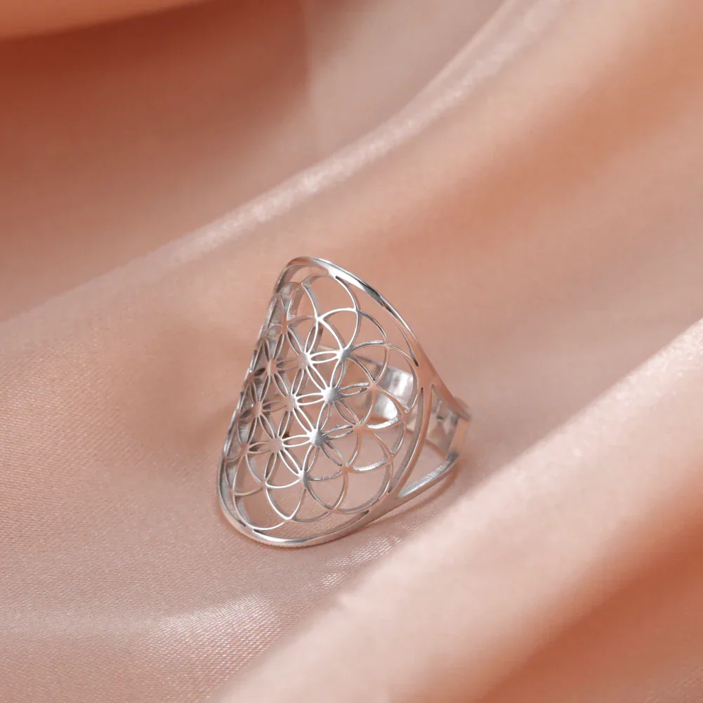 Adjustable Ring | Flower of Life Design | Versatile Jewellery - Image 2