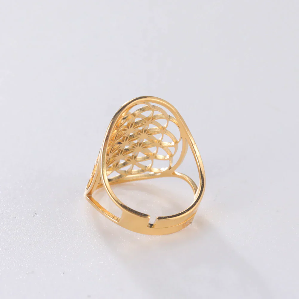 Adjustable Ring | Flower of Life Design | Versatile Jewellery - Image 3