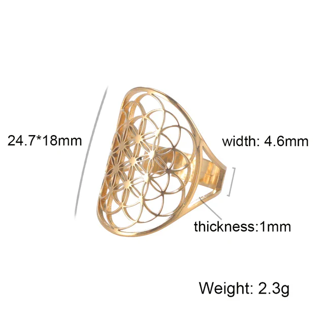 Adjustable Ring | Flower of Life Design | Versatile Jewellery - Image 5