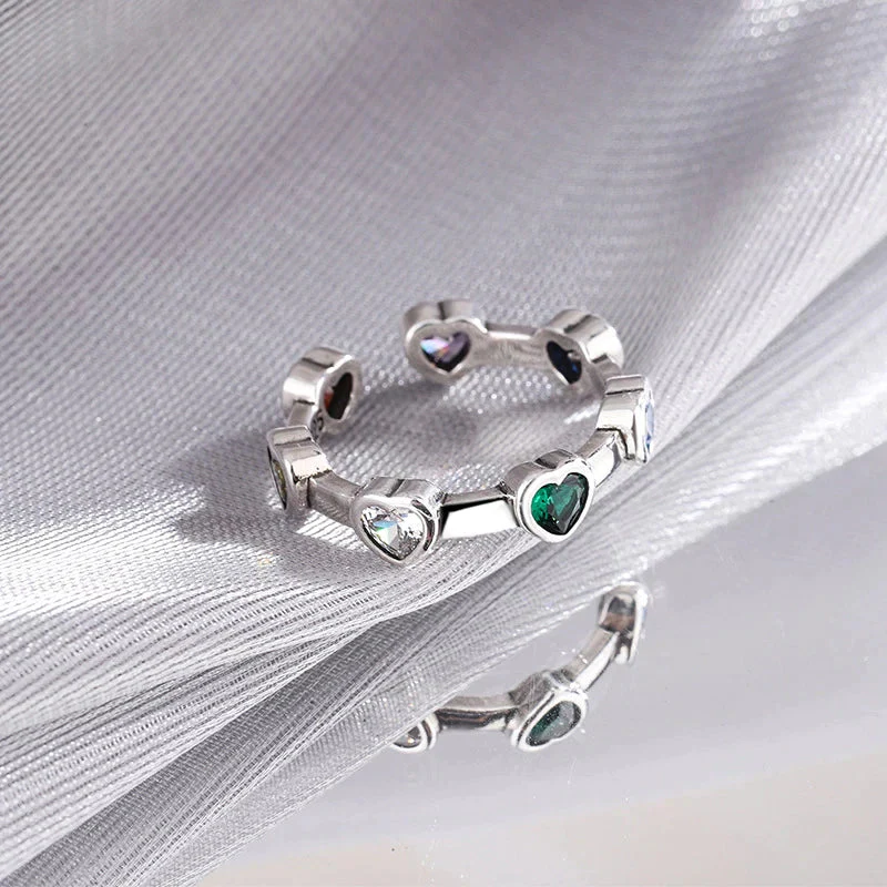 Adjustable Silver Stone Ring | Elegant Design - Image 2