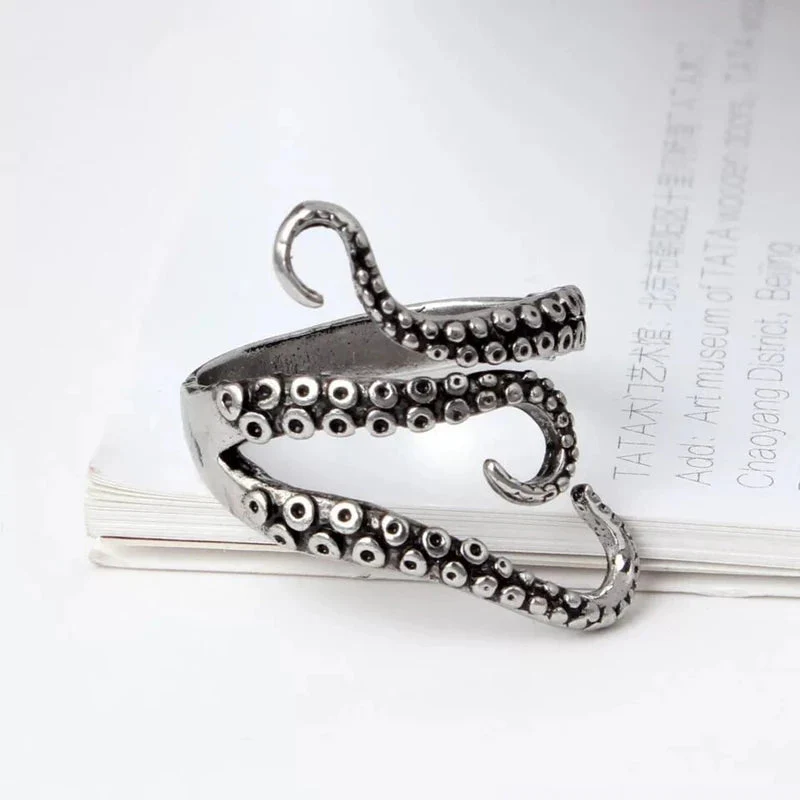 Adjustable Silver Tentacle Ring - Nautilus - Image 3