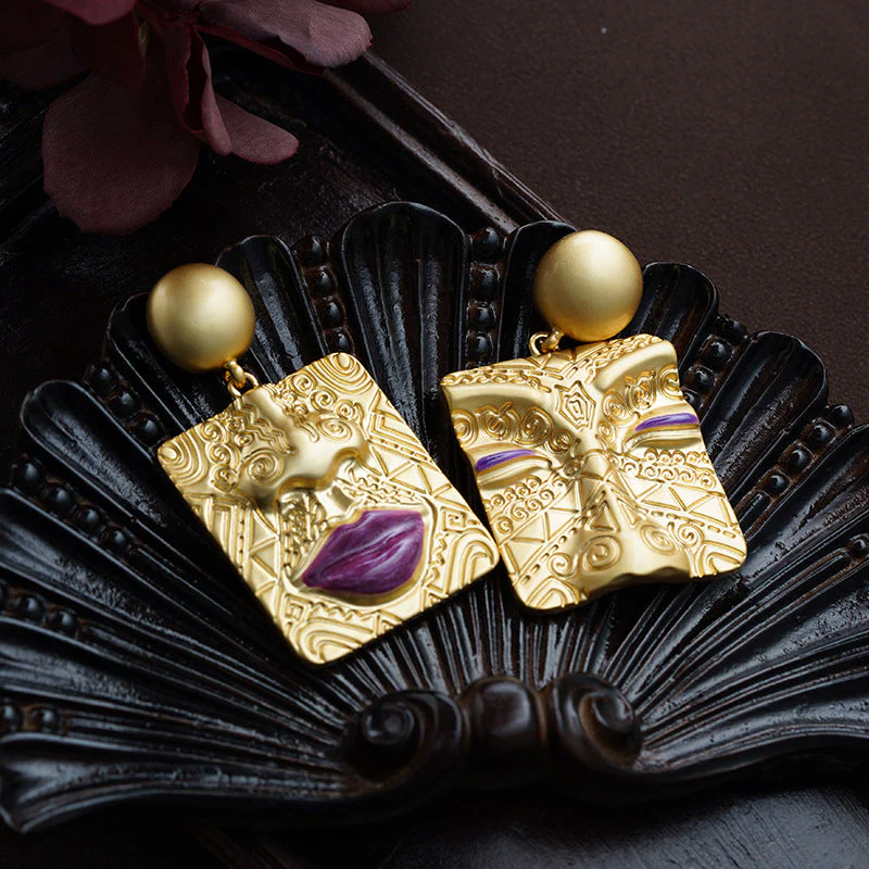 Asymmetrical Retro Earrings | Unique Statement Jewellery - Image 4