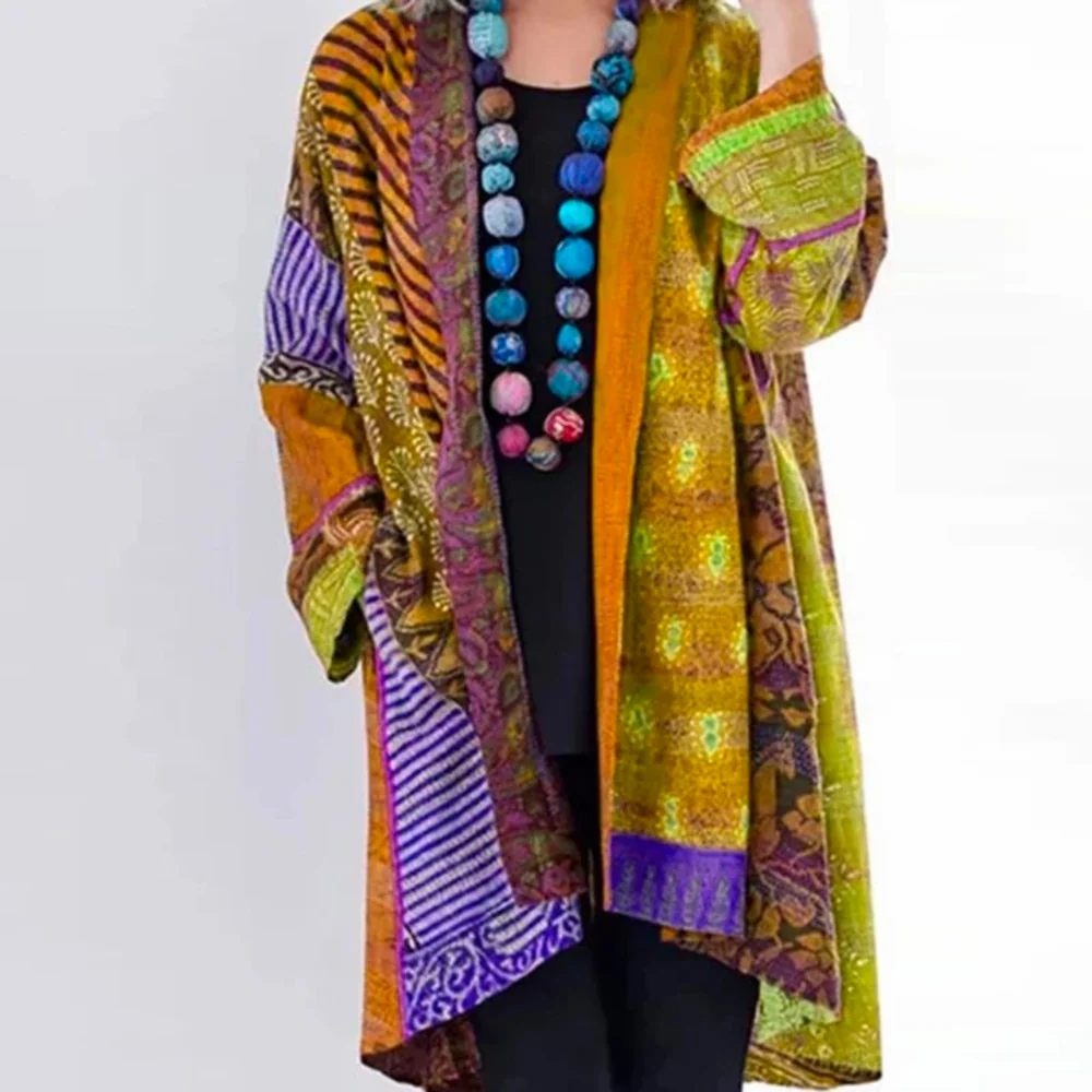 Autumn Boho cardigan with colourful autumn pattern – Maravilla - Image 2