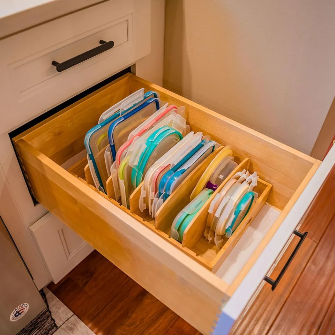 Bamboo Kitchen Organizer for Lid Storage - TopKeeper - Image 2