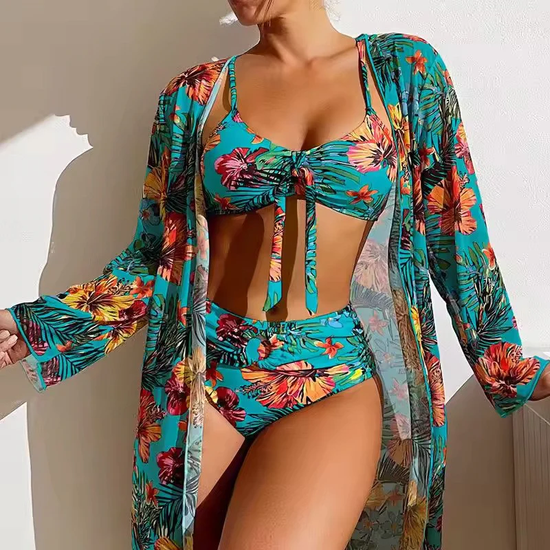 Bikini set with High Waist and Cover-up – Amira