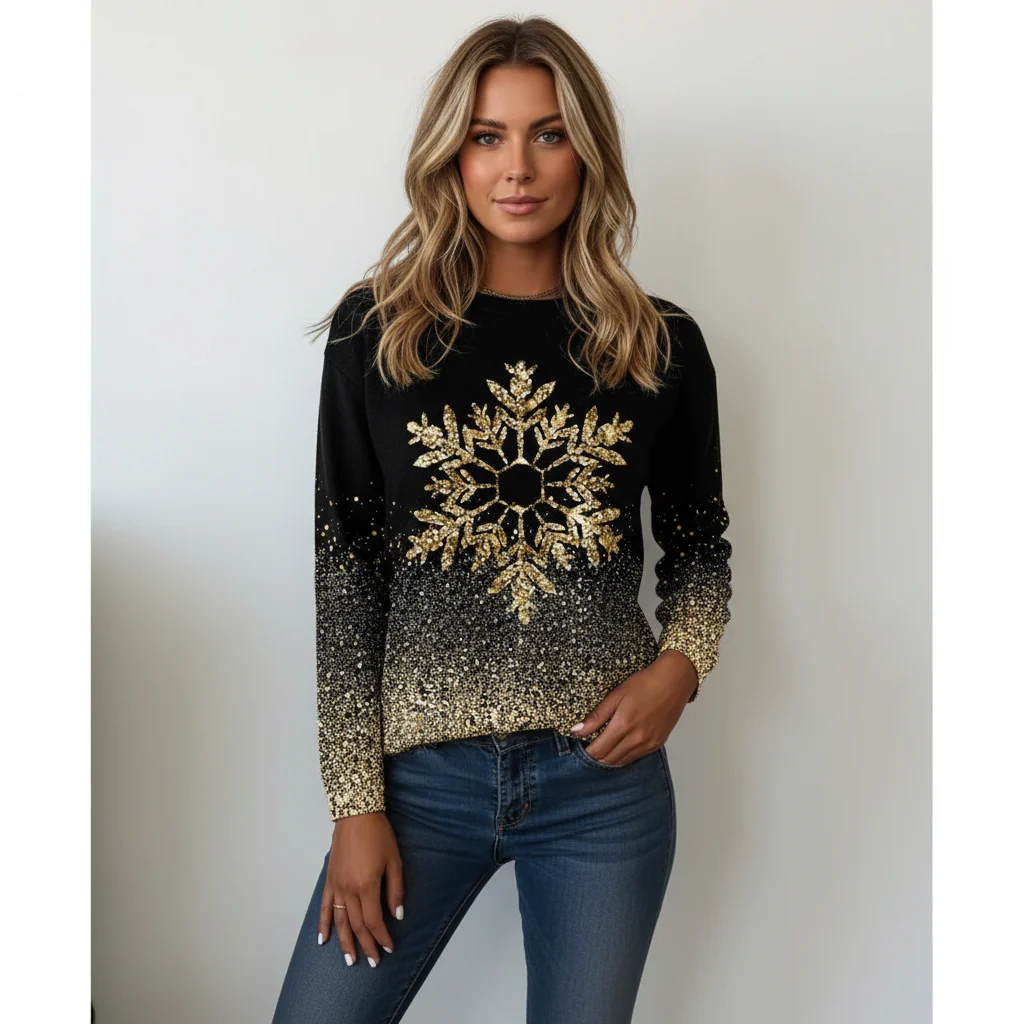 Black Sweater with Design - Rebecca - Image 2