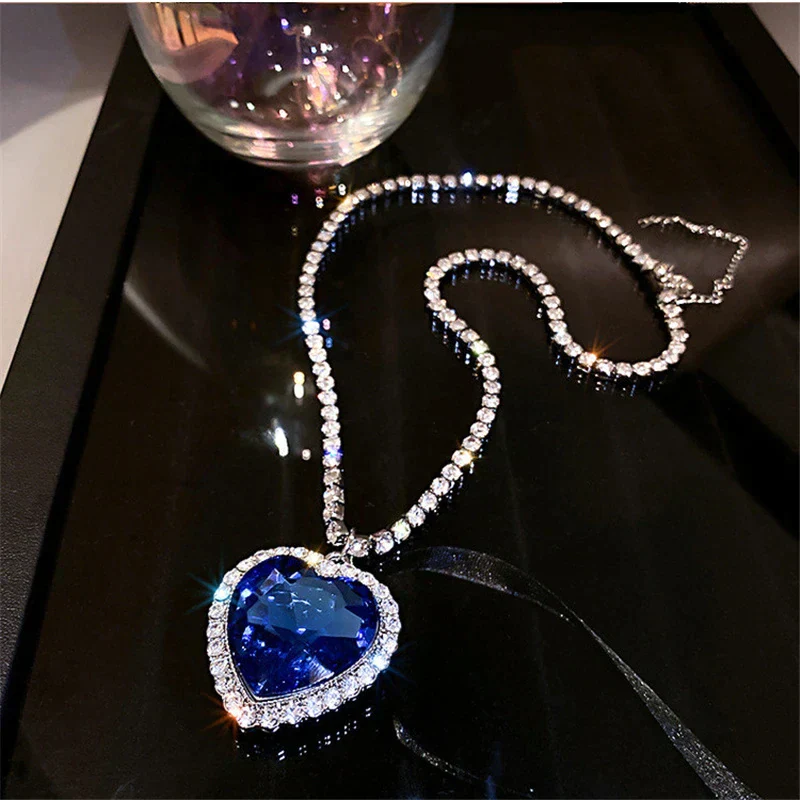 Blue Heart Crystal Necklace - Image 2