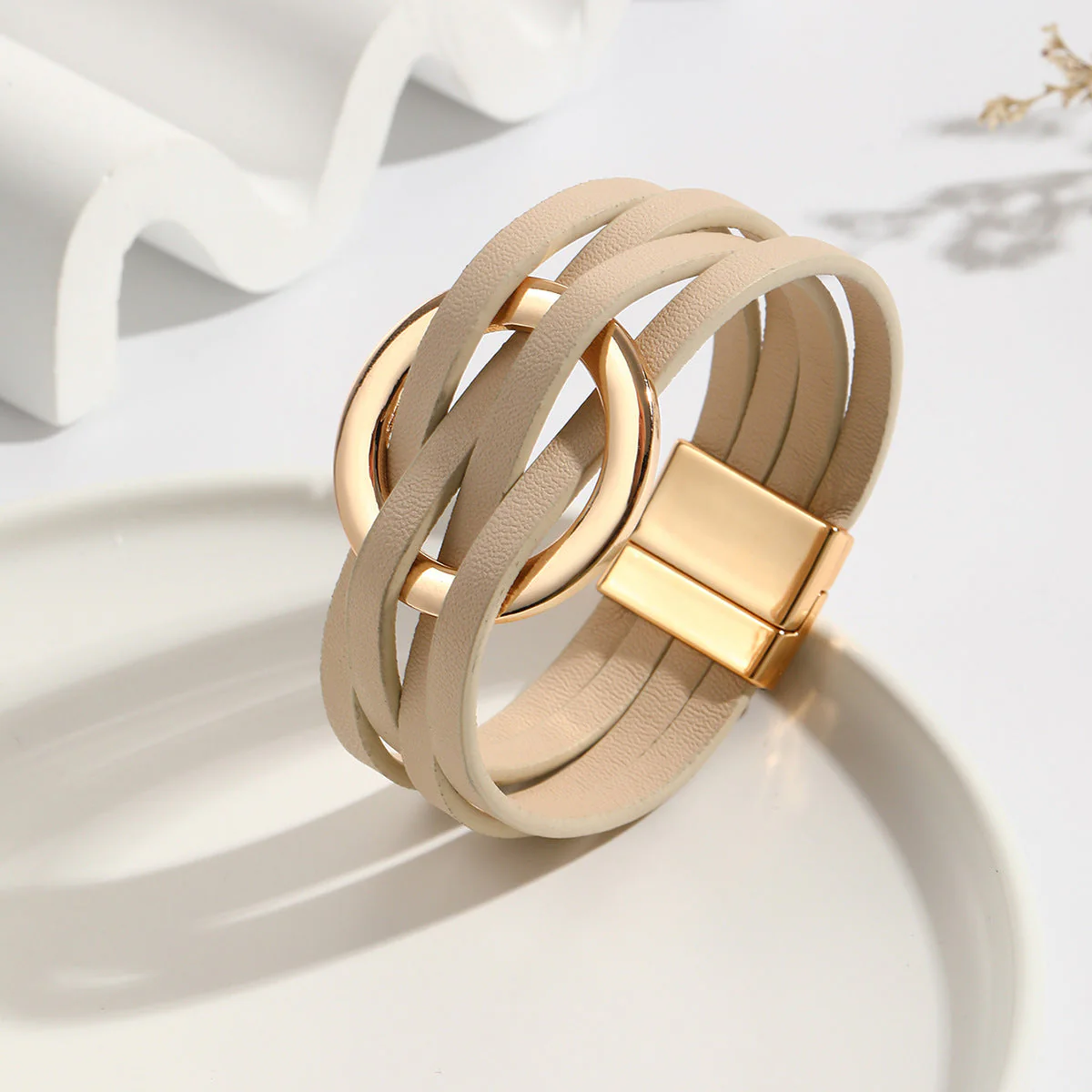 Bohemian Double Circle Leather Bracelet | Women's Fashion Jewellery - Image 4