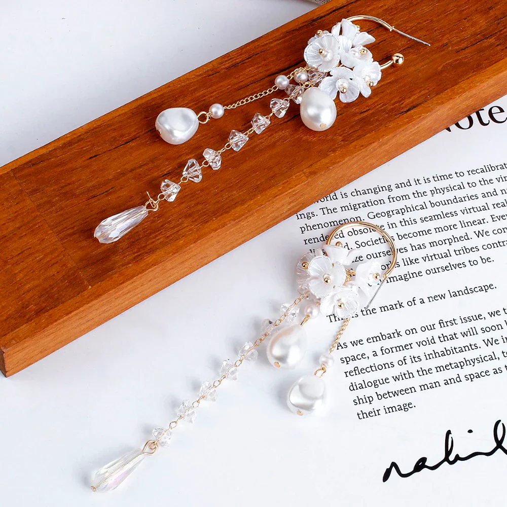 Bohemian Earrings | Pearl and Crystal Dangle Earrings - Image 4