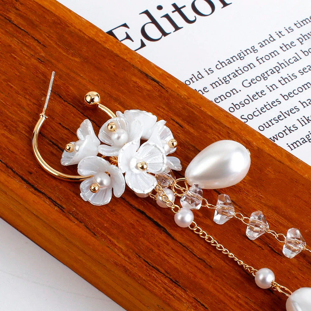 Bohemian Earrings | Pearl and Crystal Dangle Earrings - Image 5