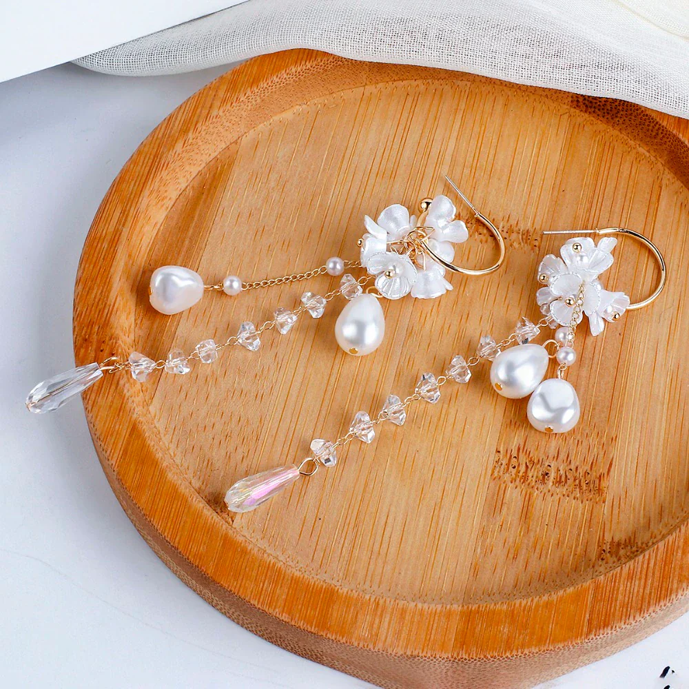Bohemian Earrings | Pearl and Crystal Dangle Earrings - Image 7