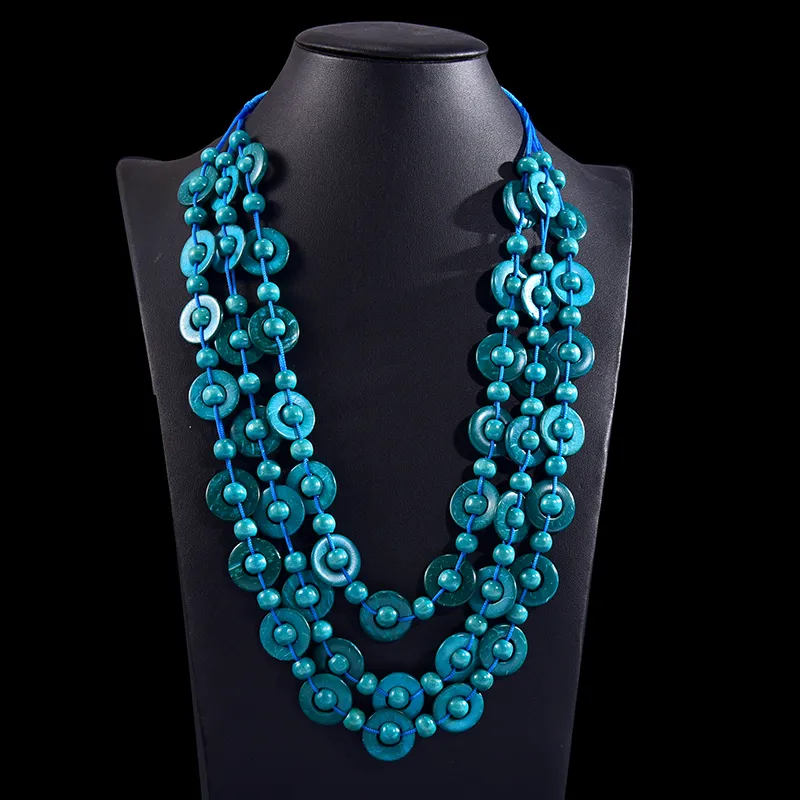 Bohemian Multi-Layered Wooden Bead Necklace - Image 3