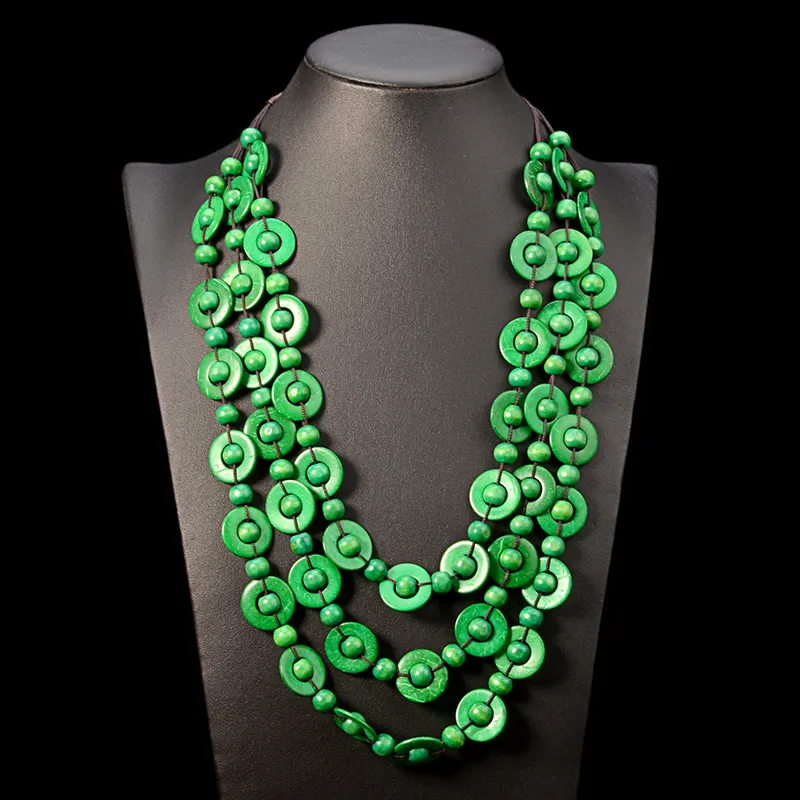 Bohemian Multi-Layered Wooden Bead Necklace - Image 5