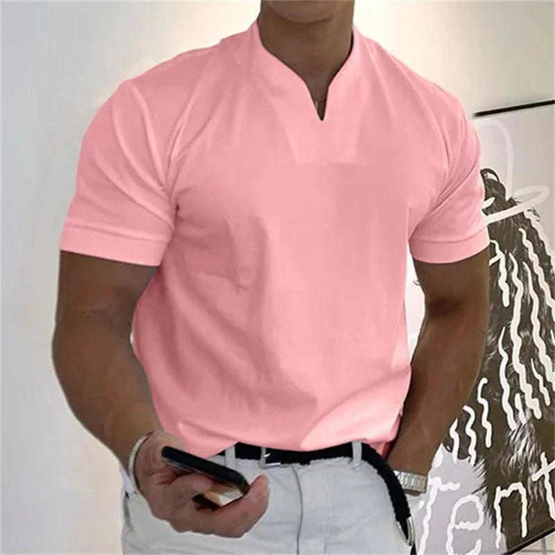 Breathable men's fitness shirt with V-neck – Timo - Image 7