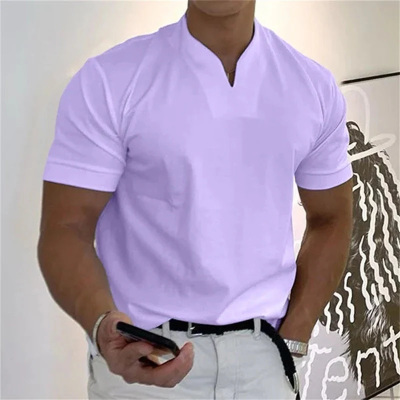 Breathable men's fitness shirt with V-neck – Timo - Image 8