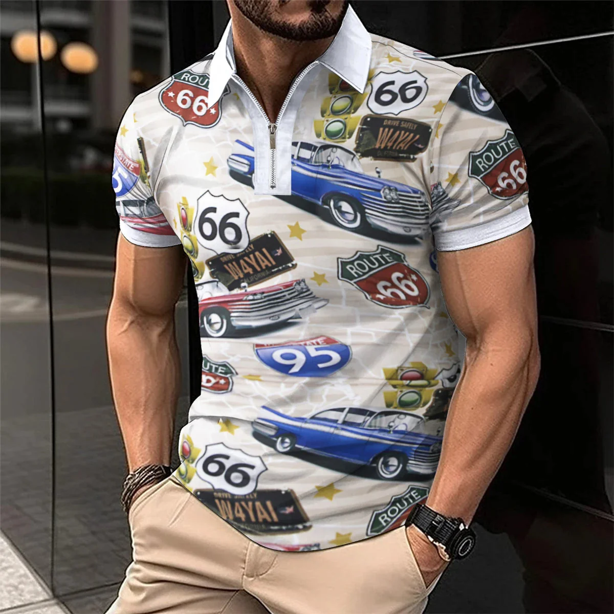 Breathable Striped Polo Shirt in English-Inspired Oversized Fit - Image 10