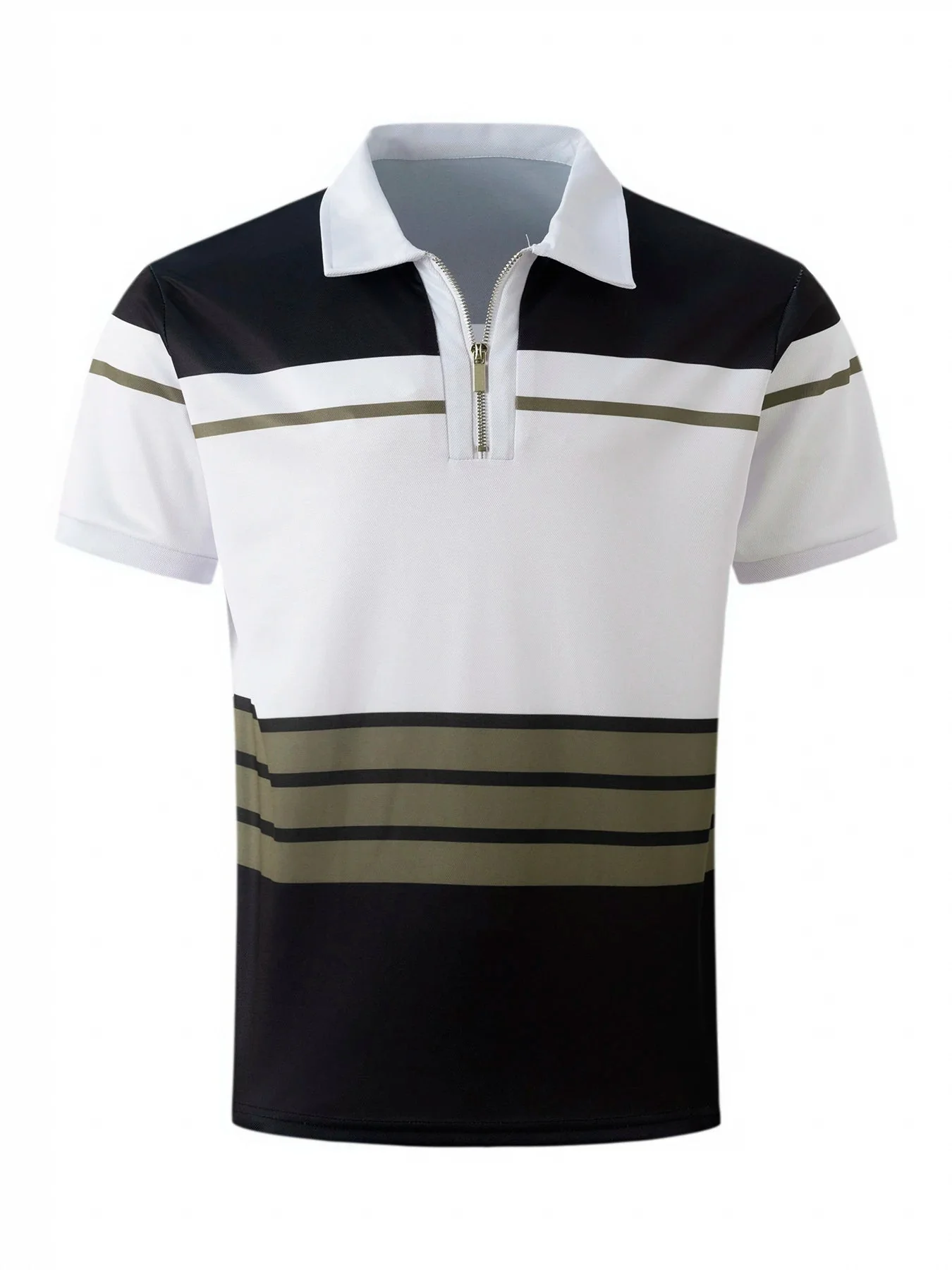 Breathable Striped Polo Shirt in English-Inspired Oversized Fit - Image 11