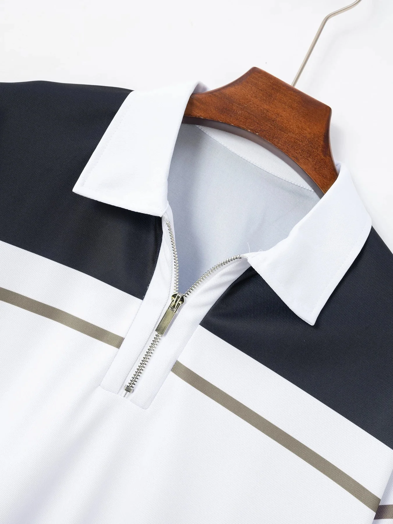 Breathable Striped Polo Shirt in English-Inspired Oversized Fit - Image 13