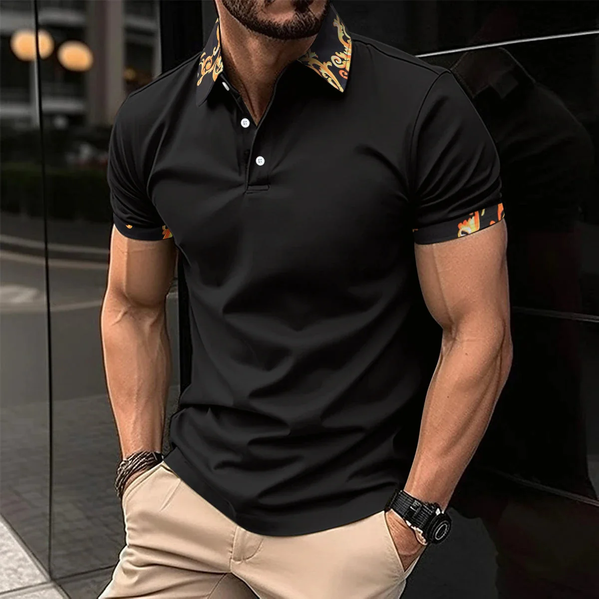 Breathable Striped Polo Shirt in English-Inspired Oversized Fit - Image 8