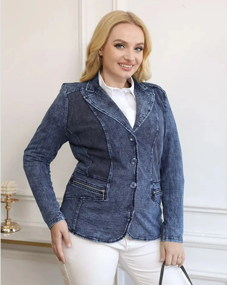 Casual Plus Size Denim Suit | Comfortable & Stylish
