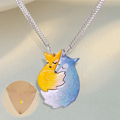 Charming Fox and Wolf Couple Necklace - Image 6