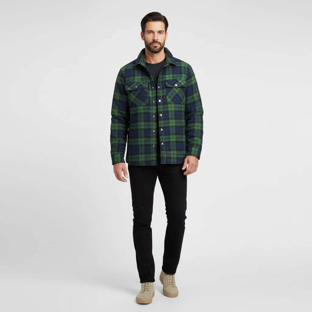 Checked Flannel Jacket for Men - Karl - Image 2
