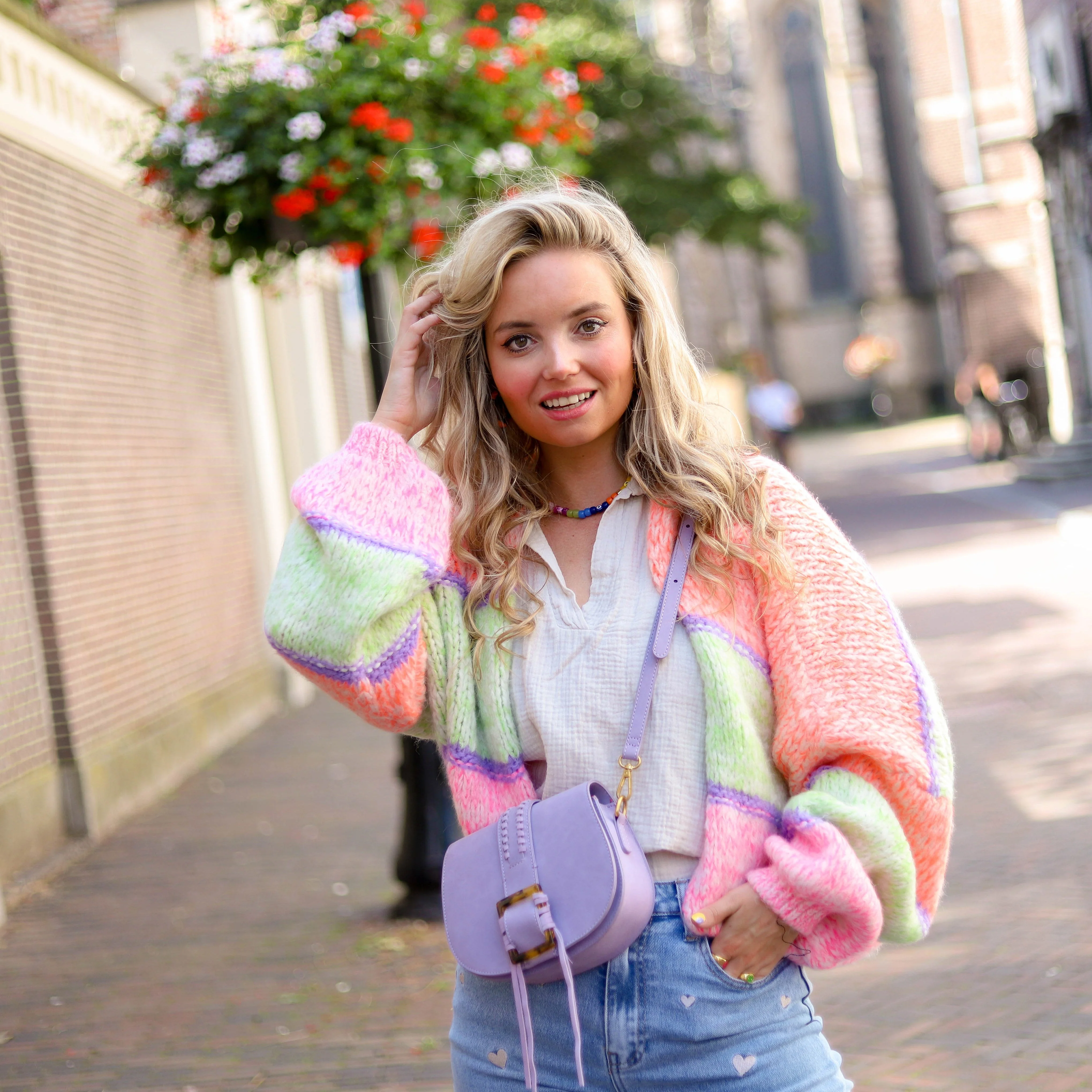 Cheerful Colourful Striped Women's Cardigan - Livia