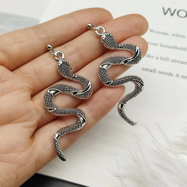 Chic Crystal Serpent Earrings | Snake-Inspired Glamour - Image 2