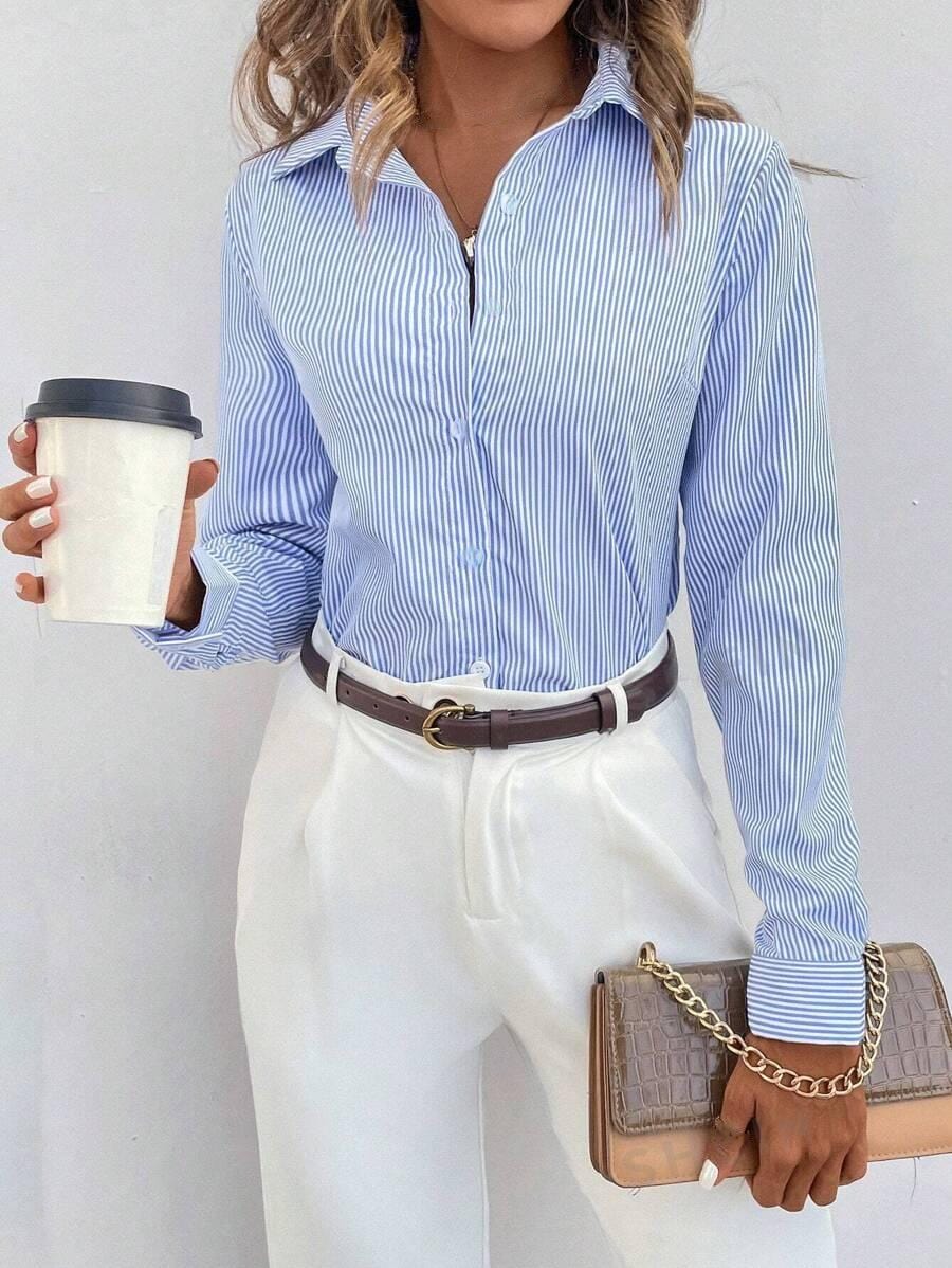 Classic Striped Women's Blouse - Larissa - Image 2