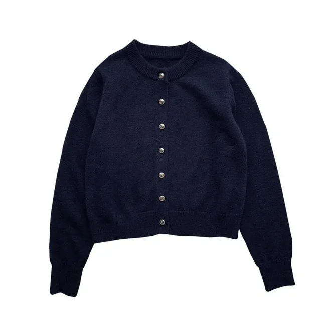 Comfortable Knitted Women's Cardigan with Crew Neck - Emilia - Image 6