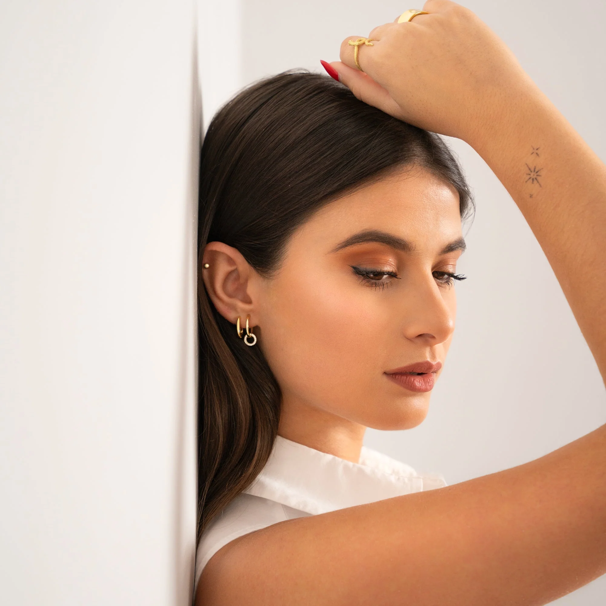 Connected Hoop Earrings - Nerida - Image 3