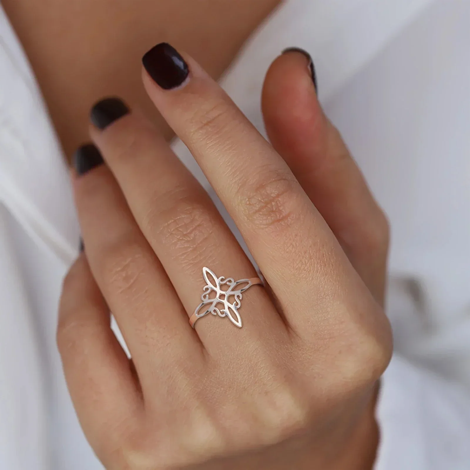 Cross Knot Protection Amulet Ring | Women's Silver Ring - Image 4