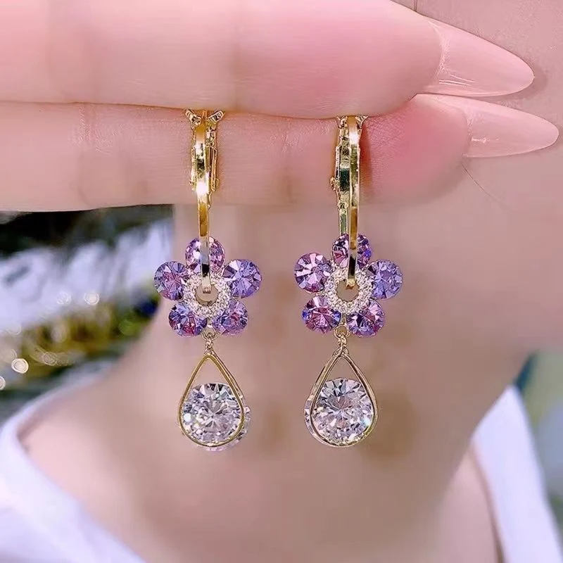 Crystal Flower Earrings - Image 2