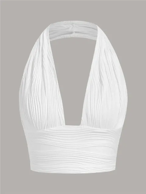 Deep-Cut Halter Top with Open Back – Liora