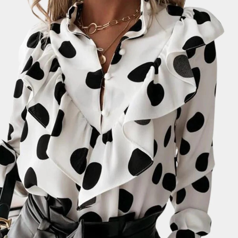 Dotted flounce blouse with a flowing cut – Tabea - Image 4
