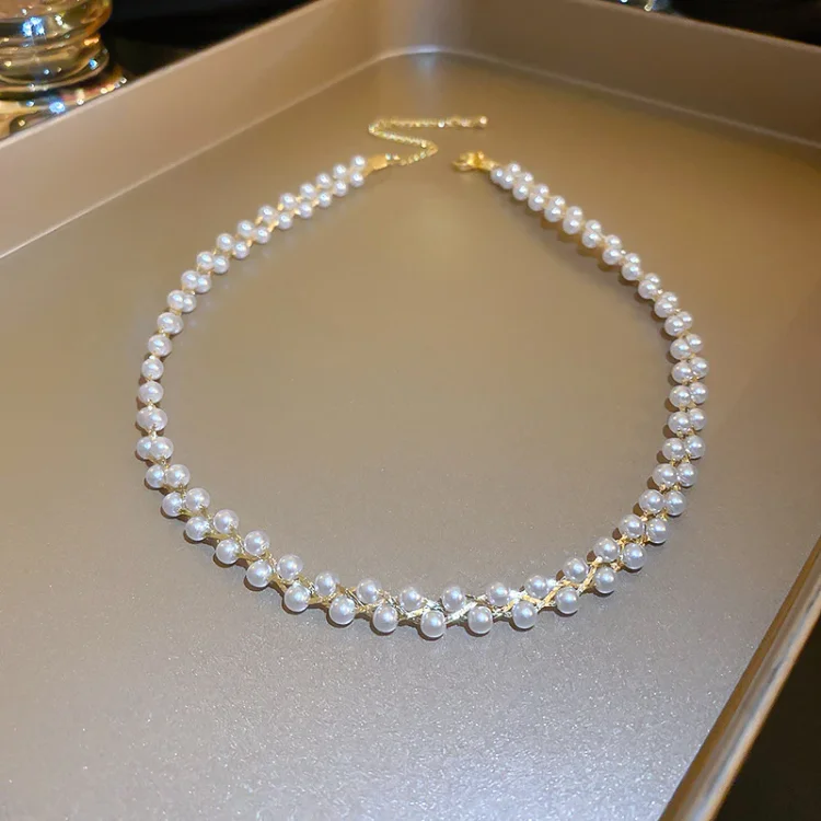 Double Crystals and Pearls Necklace - Amira - Image 7