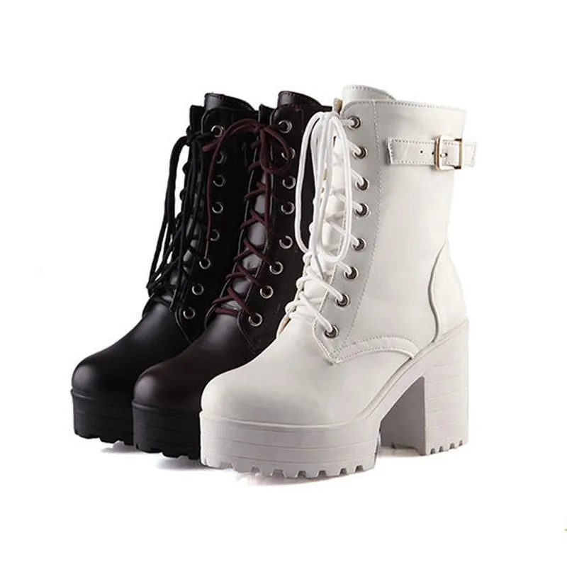 Edgy Lace-Up Boots with Buckle and Lug Sole - Luna - Image 6