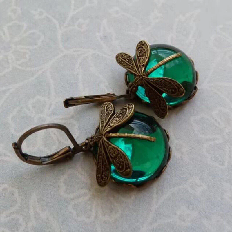 Elegant Dragonfly Moonstone Drop Earrings - Image 5