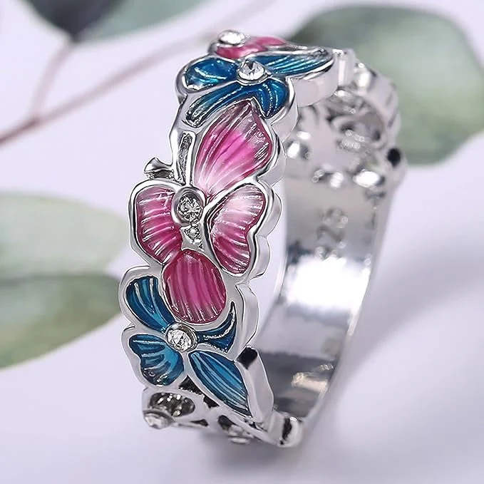 Elegant Enamel Butterfly Ring | Adjustable Fashion Jewellery - Image 4