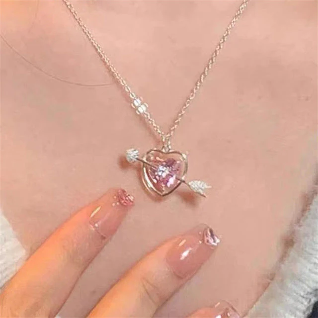 Elegant Heart Drop Necklace | Fashion Peach Heart Pendant - Image 4